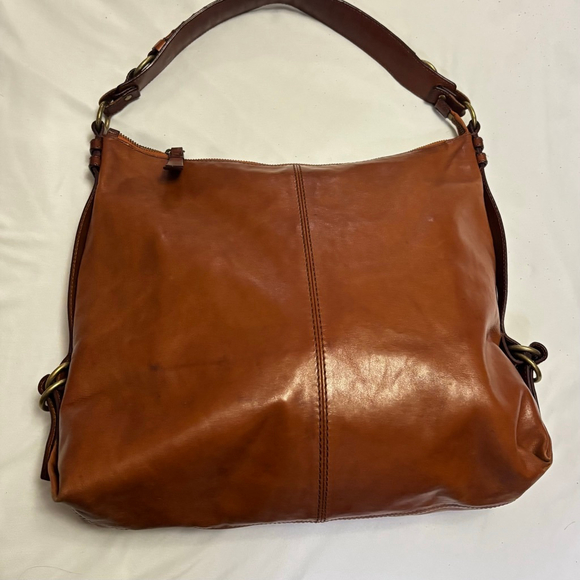 Cole Haan Village Leather Hobo Shoulder Bag Large Purse Brown Woven Strap - Picture 2 of 16